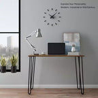 Lujoso Escritorio para el Hogar con Patas Horquilla - Decoración del Hogar de Estilo Industrial Moderno - Aspecto de Veta de Madera y Detalles de Acero