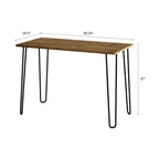 Lujoso Escritorio para el Hogar con Patas Horquilla - Decoración del Hogar de Estilo Industrial Moderno - Aspecto de Veta de Madera y Detalles de Acero