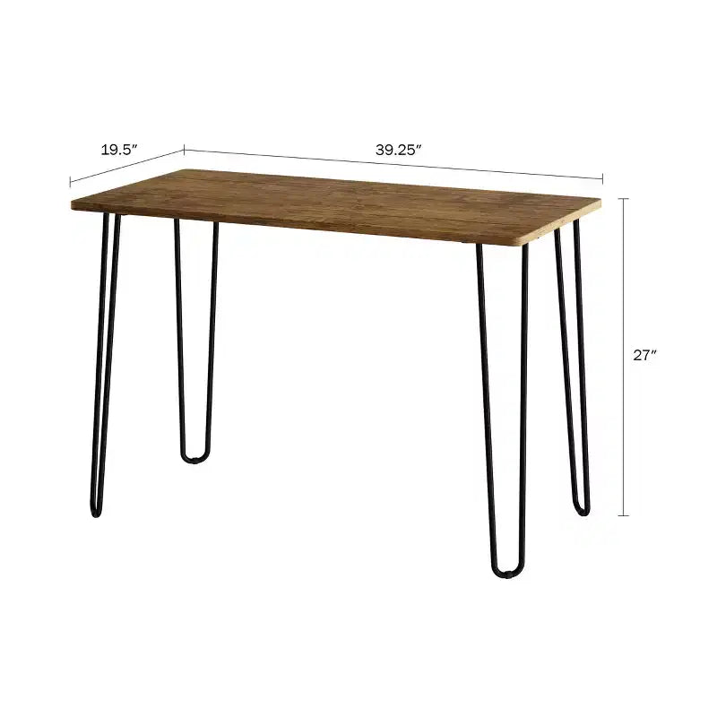 Lujoso Escritorio para el Hogar con Patas Horquilla - Decoración del Hogar de Estilo Industrial Moderno - Aspecto de Veta de Madera y Detalles de Acero