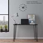 Lujoso Escritorio para el Hogar con Patas Horquilla - Decoración del Hogar de Estilo Industrial Moderno - Aspecto de Veta de Madera y Detalles de Acero