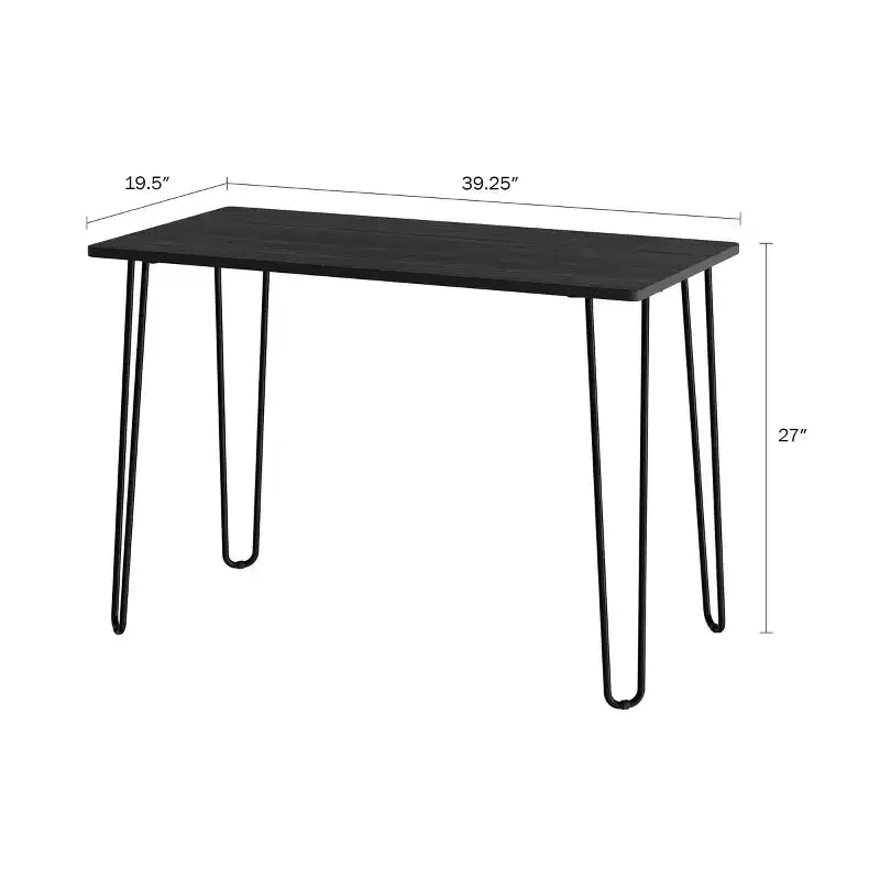 Lujoso Escritorio para el Hogar con Patas Horquilla - Decoración del Hogar de Estilo Industrial Moderno - Aspecto de Veta de Madera y Detalles de Acero