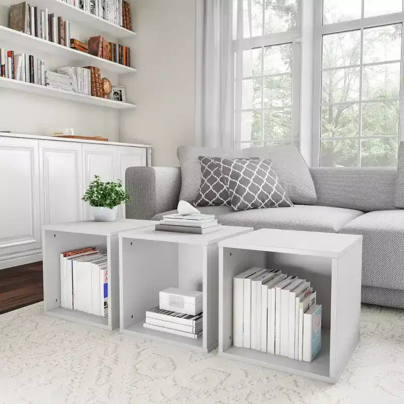 Mesa auxiliar de cubos modulares apilables contemporáneos