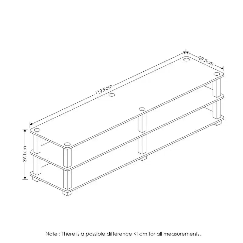 Furinno Moderno Mueble para TV de 3 Niveles Mesa Consola Centro de Entretenimiento Multimedia con Estante de Almacenamiento Abierto, Cereza Oscura/Negro
