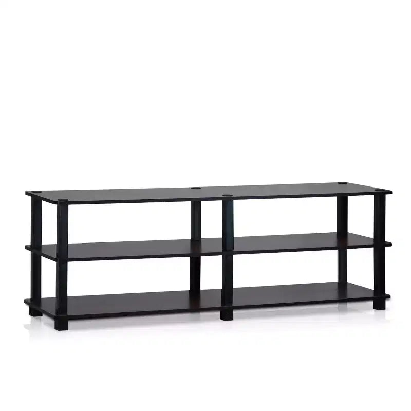 Furinno Moderno Mueble para TV de 3 Niveles Mesa Consola Centro de Entretenimiento Multimedia con Estante de Almacenamiento Abierto, Cereza Oscura/Negro