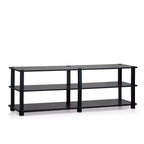 Furinno Moderno Mueble para TV de 3 Niveles Mesa Consola Centro de Entretenimiento Multimedia con Estante de Almacenamiento Abierto, Cereza Oscura/Negro