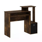 Furinno Bureau informatique polyvalent avec tiroir et tablette coulissante pour clavier, pin ambre/noir