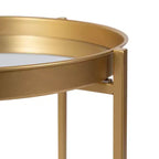 Mesa auxiliar plegable redonda de metal de 2 niveles