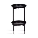 Mesa auxiliar plegable redonda de metal de 2 niveles
