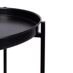 Mesa auxiliar plegable redonda de metal de 2 niveles