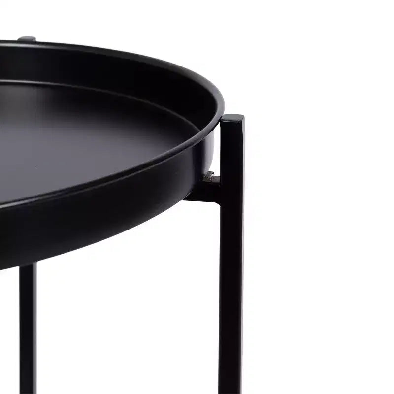 Mesa auxiliar plegable redonda de metal de 2 niveles