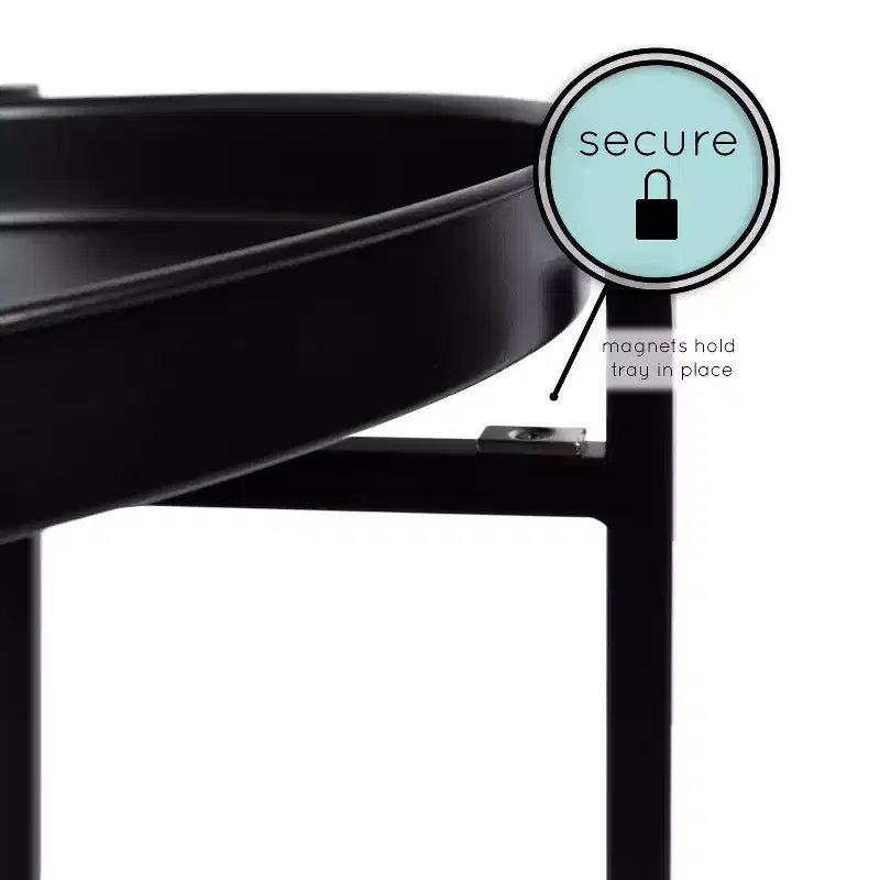 Mesa auxiliar plegable redonda de metal de 2 niveles