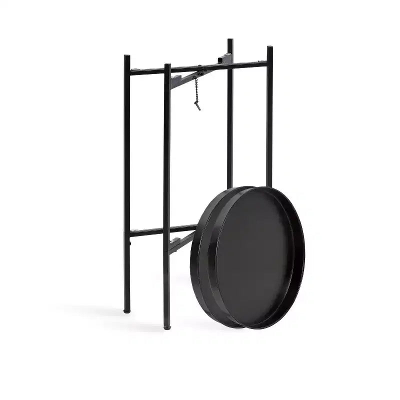 Mesa auxiliar plegable redonda de metal de 2 niveles