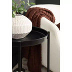 Mesa auxiliar plegable redonda de metal de 2 niveles