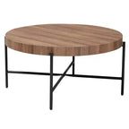 Table basse Baxton Studio Umar en bois avec finition noyer et métal noir, style industriel moderne