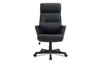 Silla de trabajo con respaldo alto, soporta hasta 124.74 kg, altura del asiento de 44.60 a 54.30 cm, asiento/respaldo negro, base negra