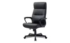 Silla de trabajo con respaldo alto, soporta hasta 124.74 kg, altura del asiento de 44.60 a 54.30 cm, asiento/respaldo negro, base negra
