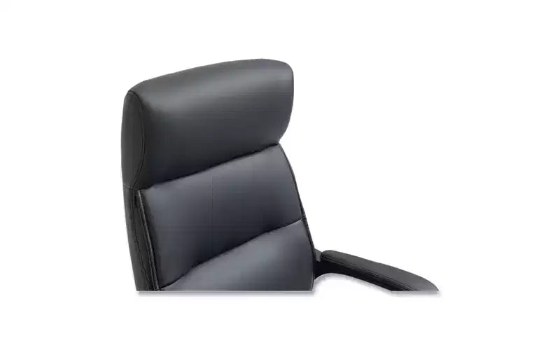 Silla de trabajo con respaldo alto, soporta hasta 124.74 kg, altura del asiento de 44.60 a 54.30 cm, asiento/respaldo negro, base negra