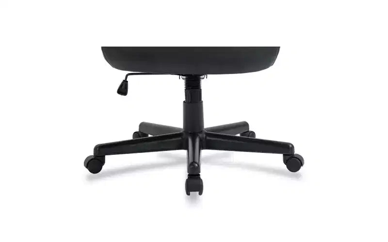 Silla de trabajo con respaldo alto, soporta hasta 124.74 kg, altura del asiento de 44.60 a 54.30 cm, asiento/respaldo negro, base negra