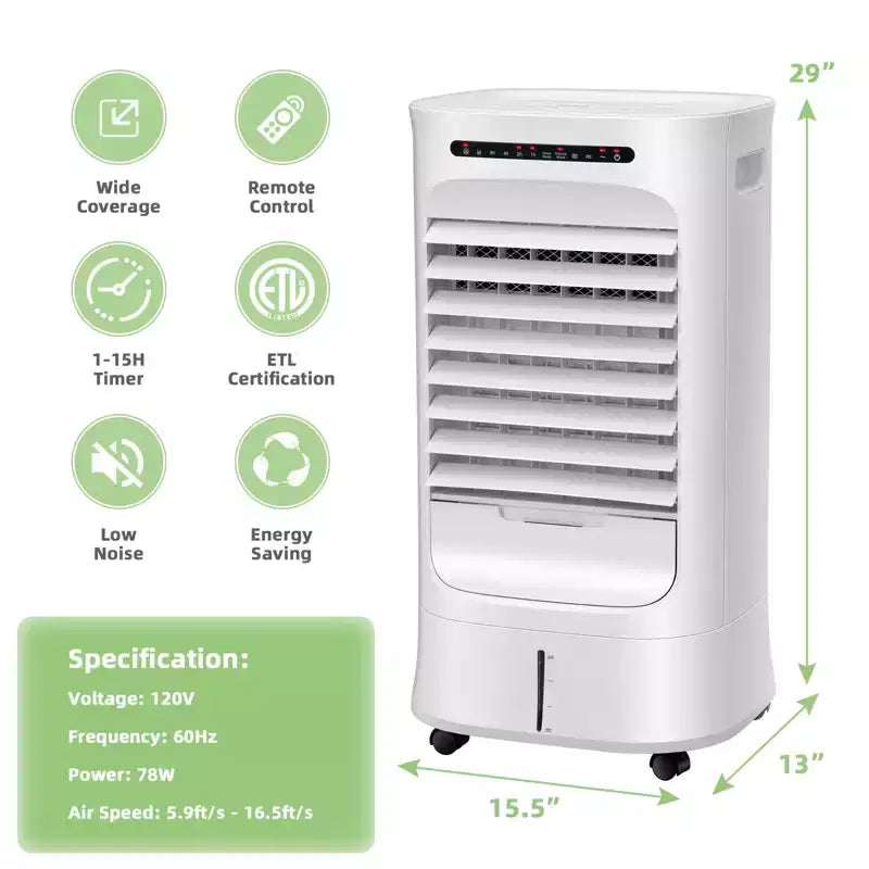 Refroidisseur d'air par évaporation Costway 4-en-1 avec humidificateur portable, minuterie, 3 modes et vitesses