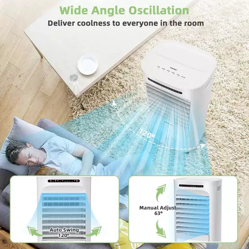 Refroidisseur d'air par évaporation Costway 4-en-1 avec humidificateur portable, minuterie, 3 modes et vitesses