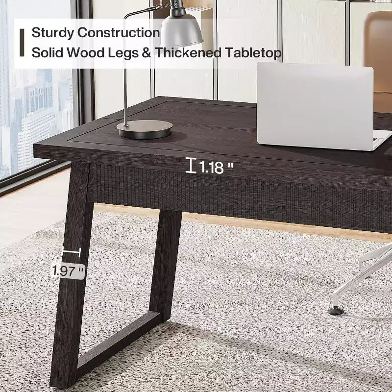 Escritorio ejecutivo Lantine Home Office, escritorio de madera de 55 pulgadas con cajón, mesa de estudio de estilo escandinavo, mueble de estación de trabajo