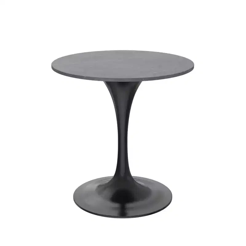 Table à manger ronde LeisureMod Verve 27 - Plateau en pierre frittée avec piédestal noir moderne, table d'appoint pour cuisine et maison