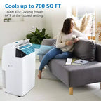 Climatiseur portable 14000 BTU 3 en 1 avec télécommande, mode froid, double moteur et balayage automatique