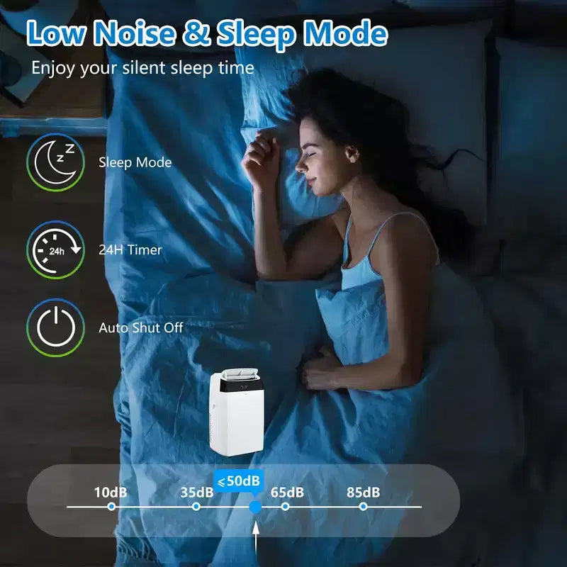 Climatiseur portable 14000 BTU 3 en 1 avec télécommande, mode froid, double moteur et balayage automatique
