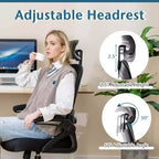 Silla ergonómica de oficina con soporte lumbar ajustable, respaldo reclinable, reposabrazos, color negro/blanco
