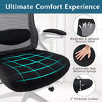 Silla ergonómica de oficina con soporte lumbar ajustable, respaldo reclinable, reposabrazos, color negro/blanco
