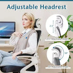 Silla ergonómica de oficina con soporte lumbar ajustable, respaldo reclinable, reposabrazos, color negro/blanco