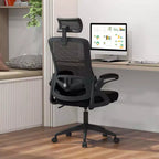 Silla ergonómica de oficina con soporte lumbar ajustable, respaldo reclinable, reposabrazos, color negro/blanco