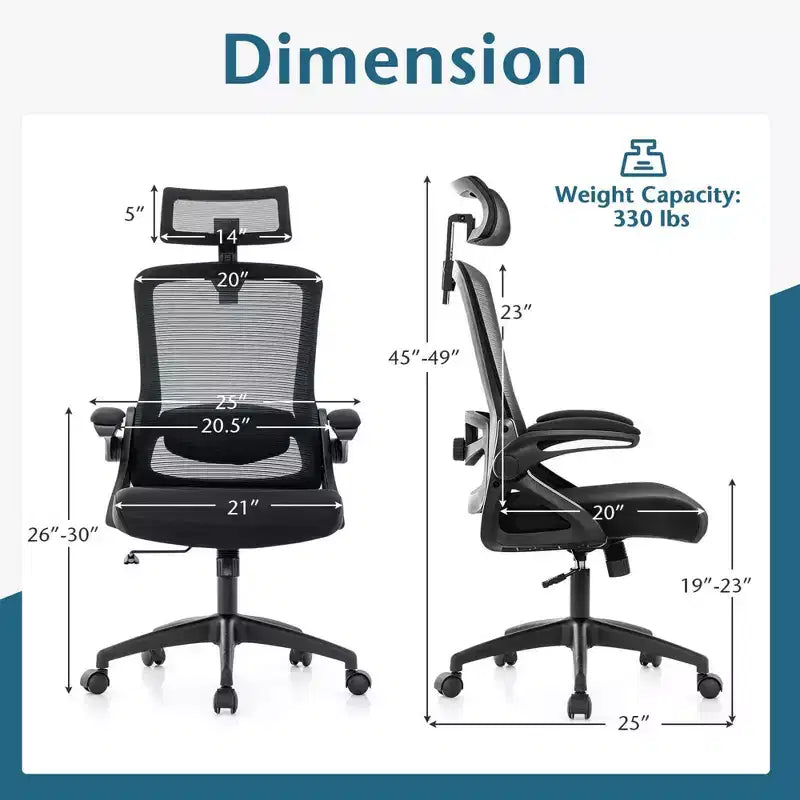 Silla ergonómica de oficina con soporte lumbar ajustable, respaldo reclinable, reposabrazos, color negro/blanco