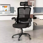 Silla ergonómica de oficina con soporte lumbar ajustable, respaldo reclinable, reposabrazos, color negro/blanco