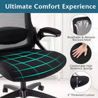 Silla ergonómica de oficina con soporte lumbar ajustable, respaldo reclinable, reposabrazos, color negro/blanco