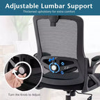 Silla ergonómica de oficina con soporte lumbar ajustable, respaldo reclinable, reposabrazos, color negro/blanco