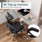 Silla ergonómica de oficina con soporte lumbar ajustable, respaldo reclinable, reposabrazos, color negro/blanco