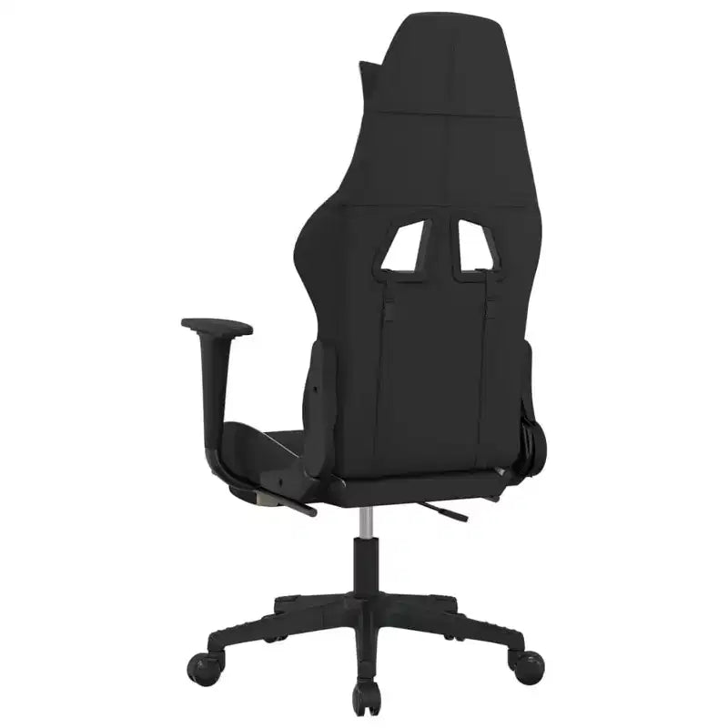 vidaXL Silla de Gaming de Masaje con Reposapiés, Negra y Crema, Tela