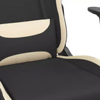 vidaXL Silla de Gaming de Masaje con Reposapiés, Negra y Crema, Tela