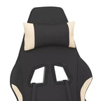 vidaXL Silla de Gaming de Masaje con Reposapiés, Negra y Crema, Tela