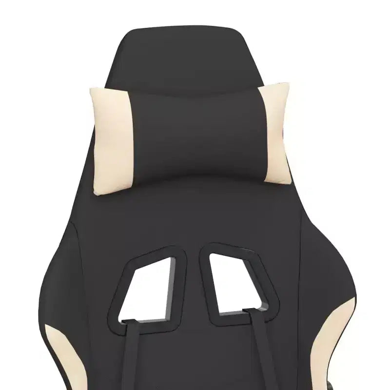 vidaXL Silla de Gaming de Masaje con Reposapiés, Negra y Crema, Tela