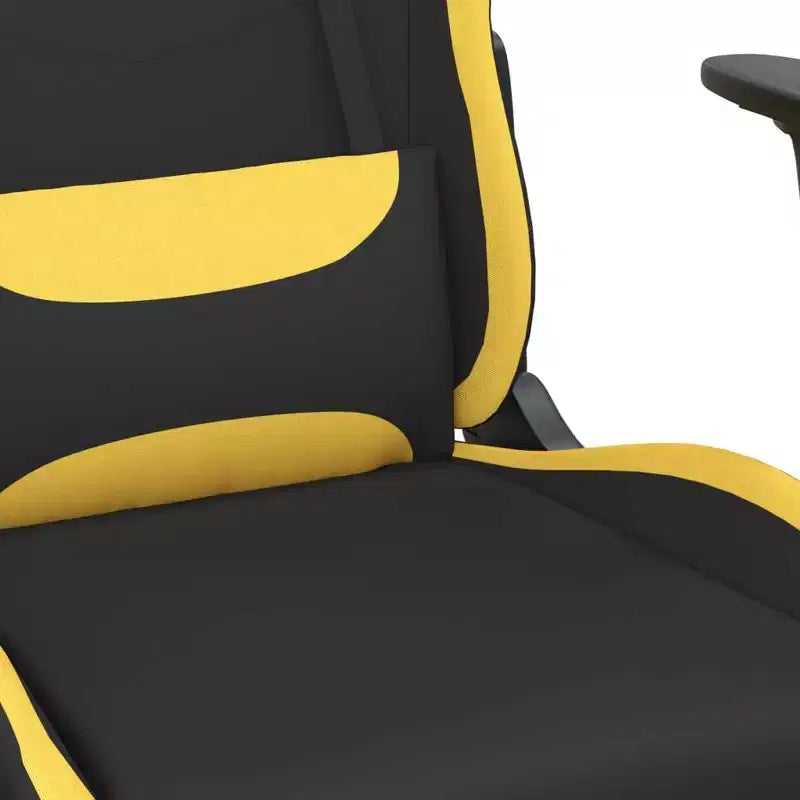 Silla de Masaje Gaming vidaXL con Reposapiés, Negra y Amarilla, de Tela