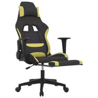 vidaXL Silla de Gaming con Reposapiés, Negro y Verde Claro, Tela