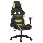 vidaXL Silla de Gaming con Reposapiés, Negro y Verde Claro, Tela
