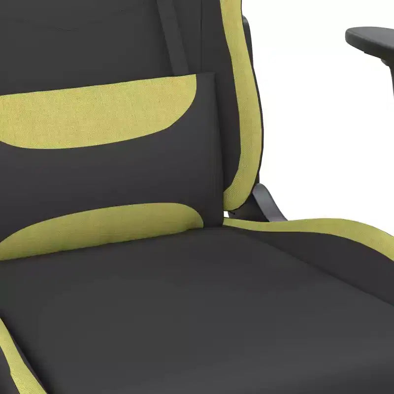 vidaXL Silla de Gaming con Reposapiés, Negro y Verde Claro, Tela