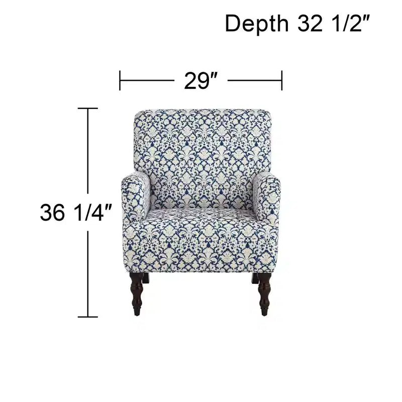 55 Downing Street Nottingham Sillón de tela azul y blanco