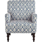 55 Downing Street Nottingham Sillón de tela azul y blanco