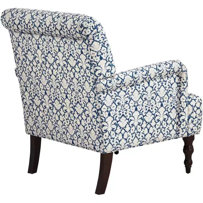55 Downing Street Nottingham Sillón de tela azul y blanco
