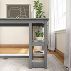 Escritorio de madera maciza con estanterías para ordenador, juegos, estudio, escritorio para oficina en casa, 55