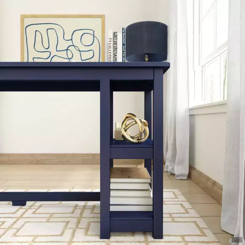 Escritorio de madera maciza con estanterías para ordenador, juegos, estudio, escritorio para oficina en casa, 55